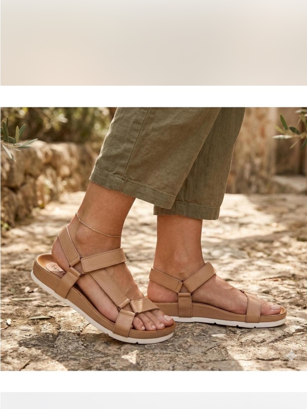 Fly Flot Women’s Khaki Leather Strappy Comfort Sandals - 7